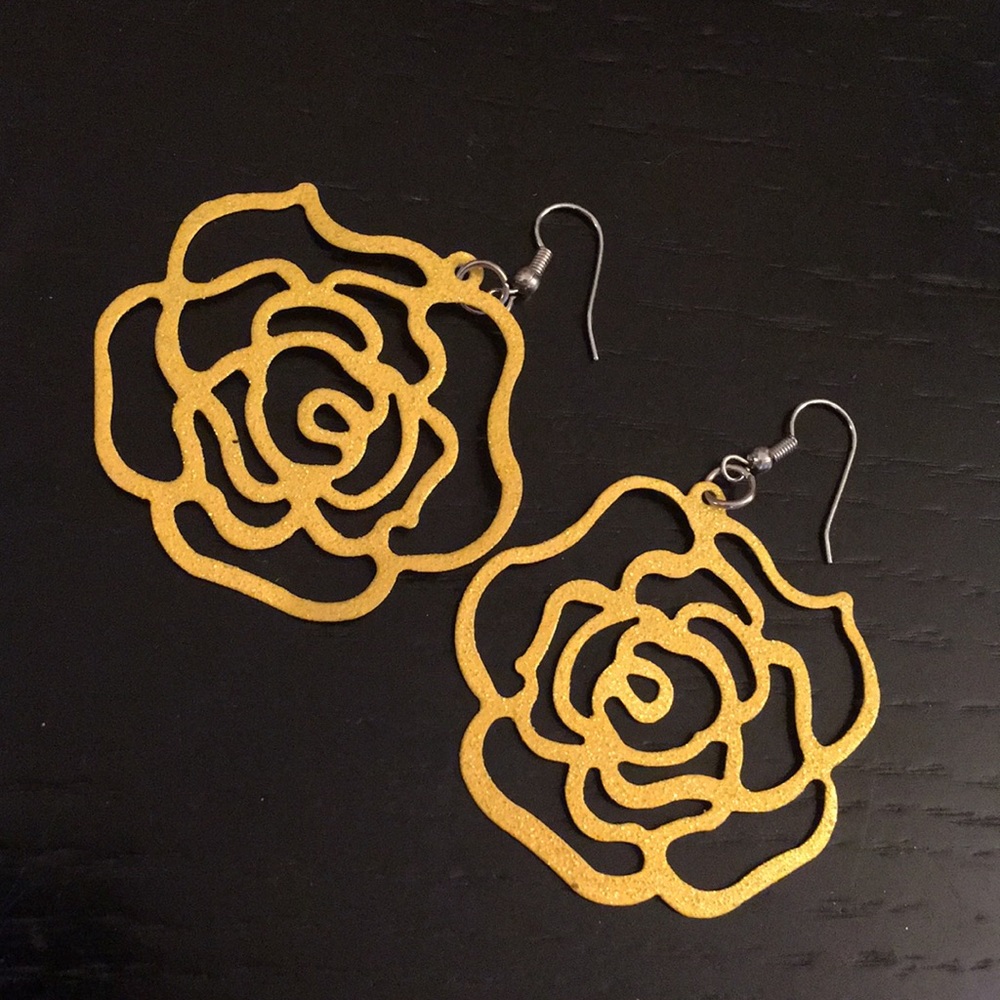 Betsey Johnson Glitter Rose Earrings
